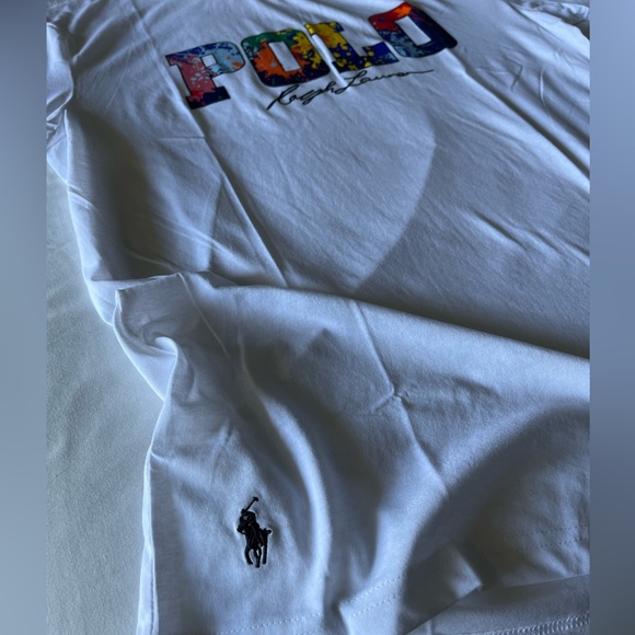 COPY - Ralph Lauren White Tee with Colorful Polo Logo - Picture 4 of 6